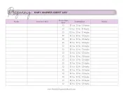Baby Shower Guest List Report Template