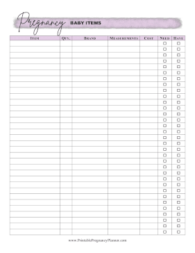 Baby Items Need Have Printable Pregnancy Planner