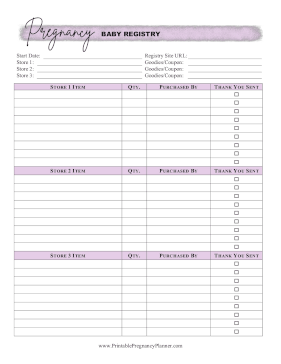 Baby Registry Printable Pregnancy Planner