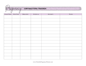 Contractions Counter Printable Pregnancy Planner