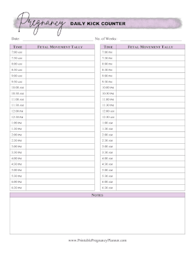 Daily Kick Counter Printable Pregnancy Planner