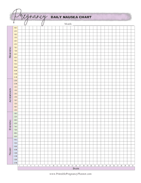 Daily Nausea Chart By Half Hour Printable Pregnancy Planner