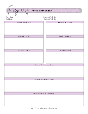 First Trimester Printable Pregnancy Planner