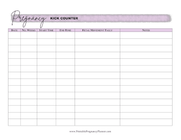 Kick Counter Printable Pregnancy Planner