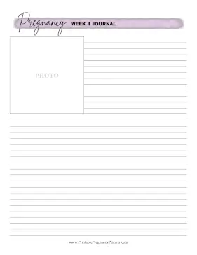 Pregnancy Journal Week 4 Printable Pregnancy Planner