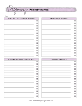 Priority Matrix Printable Pregnancy Planner