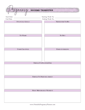 Second Trimester Printable Pregnancy Planner