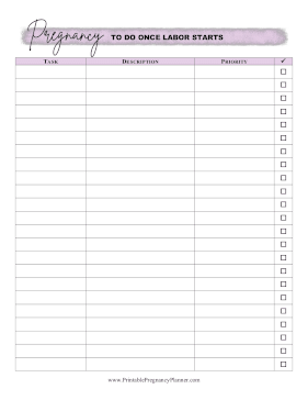 To Do List Labor Printable Pregnancy Planner